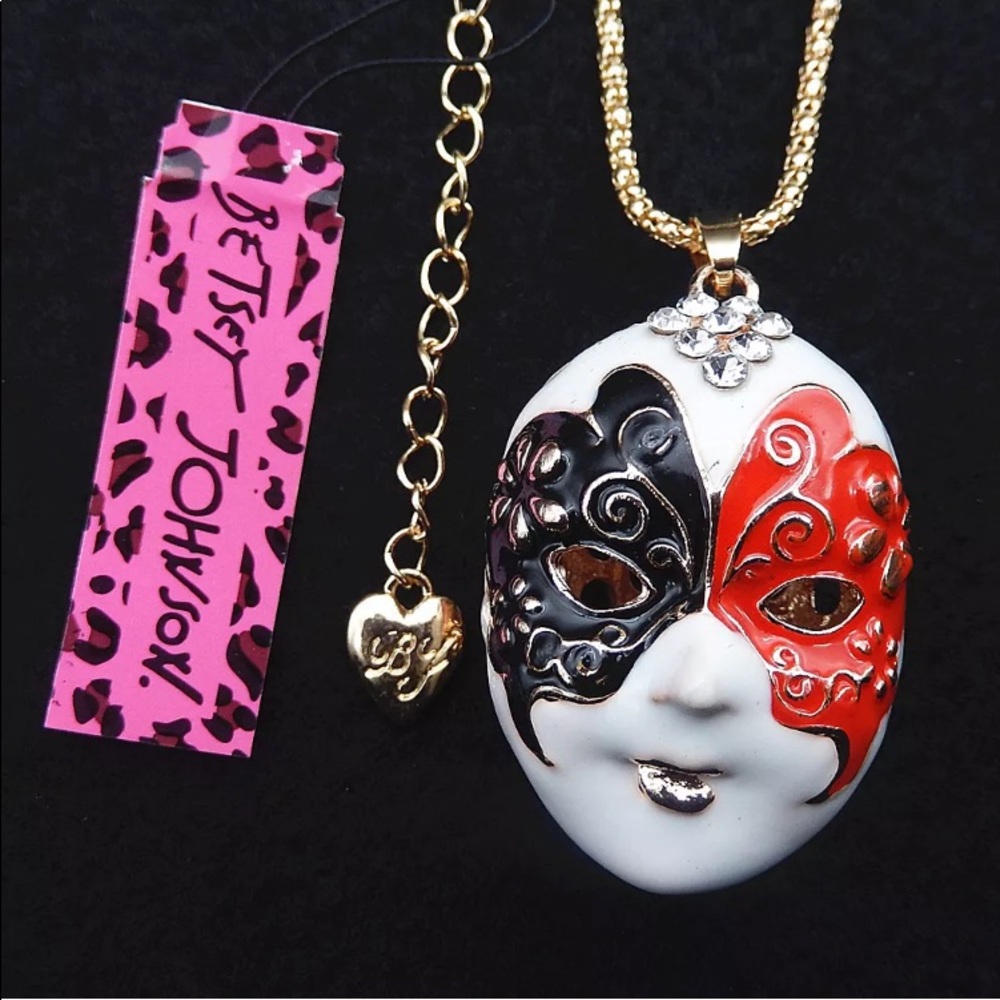 Betsey Johnson Enamel Mask Necklace